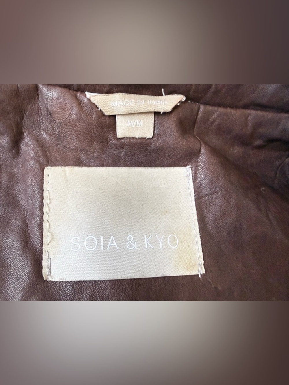 SOIA & KYO Vintage Genuine Lambskin Leather Jacket Multi-Zip Moto Espresso Brown - Picture 6 of 7
